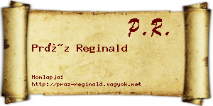 Práz Reginald névjegykártya
